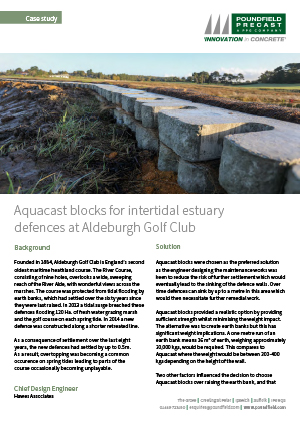 Aquacast blocks for intertidal estuary defences at Aldeburgh Golf Club