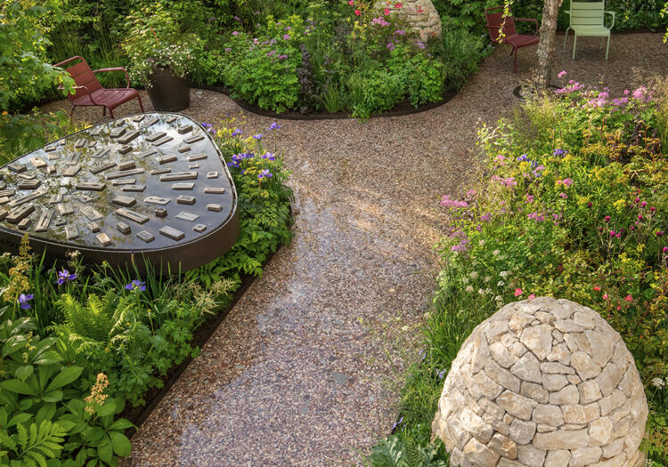 Environmentally-friendly pathways for Gold medal garden at Chelsea Flower Show