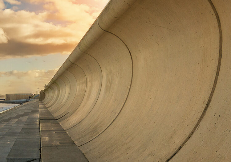 Precast concrete wave walls