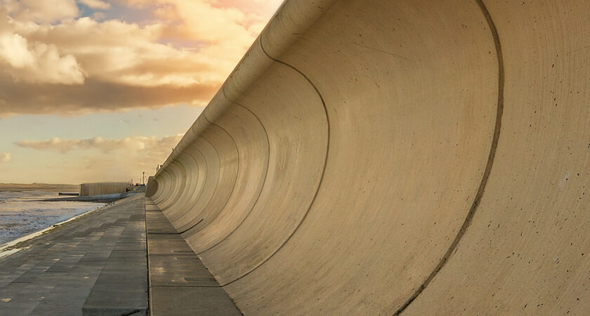 Precast concrete wave walls